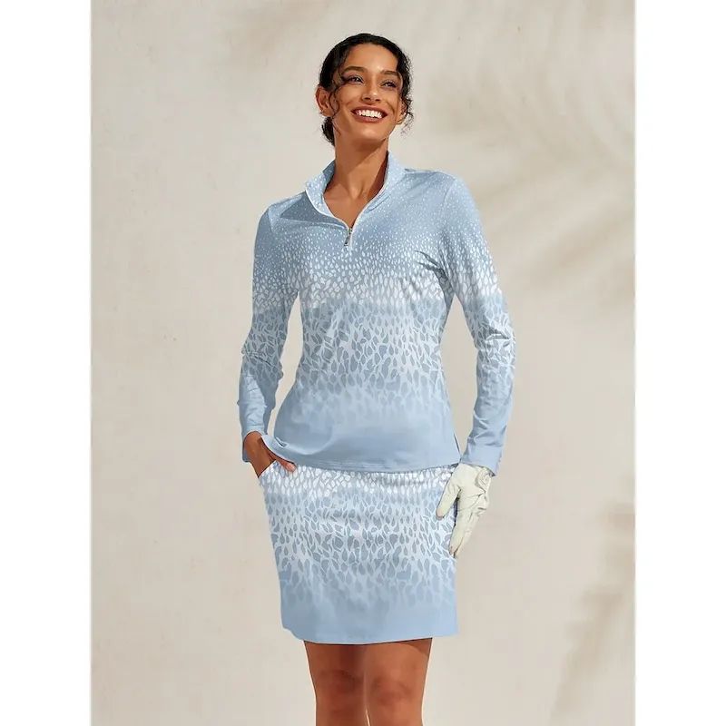 fwswsz1756370822761.webp Women's Golf Polo Shirt Blue Long Sleeve Top Ladies Golf Attire Clothes Outfits Wear Apparel - Image 1