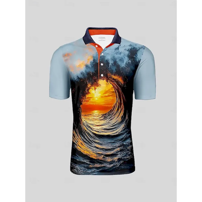 igzwza1755588866860.webp Men's Golf Polo Shirt Blue Short Sleeve Top Golf Attire Clothes Outfits Wear Apparel - Image 1