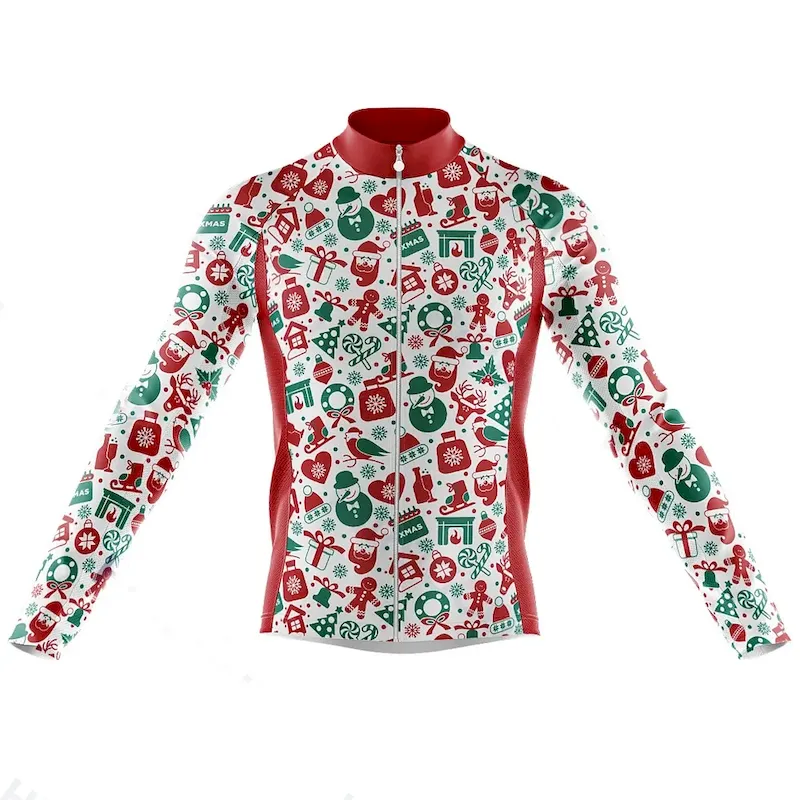 opyuzy1636361623471.webp Men's Cycling Jersey Santa Claus Snowflake Ugly Christmas Long Sleeve Bike Top with 3 Rear Pockets Mountain Bike MTB Road Bike Cycling Quick Dry Reflective Strips Back Pocket Moisture Wicking Sports - Image 1