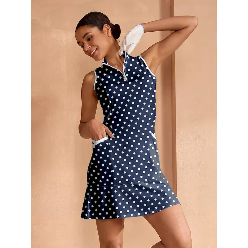 qlgtfm1742535087819.webp Women's Golf Dress Dark Blue Sleeveless Dress Ladies Golf Attire Clothes Outfits Wear Apparel - Image 1