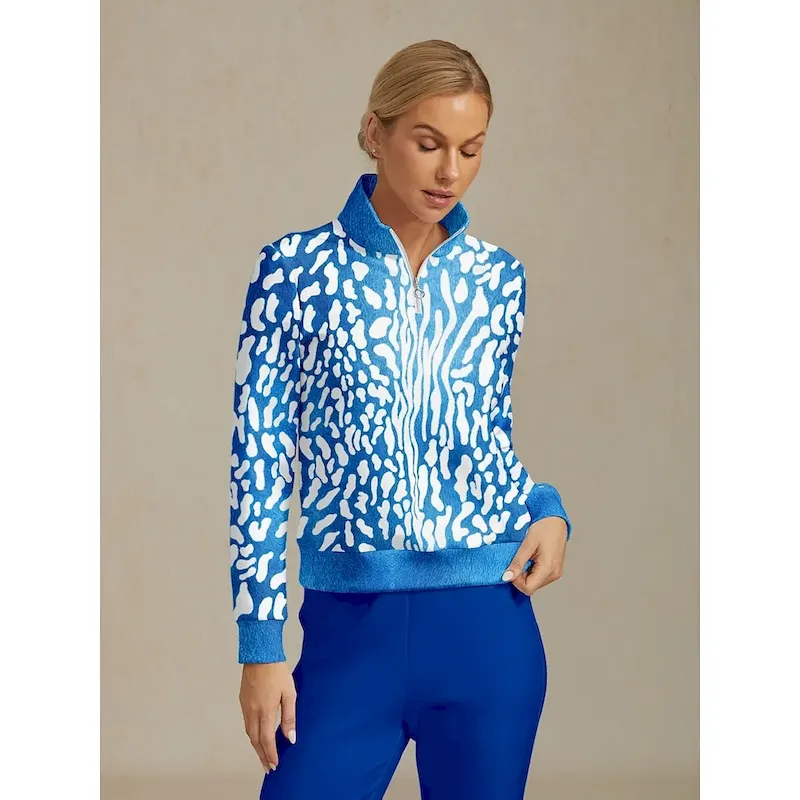 zoesng1757579527160.webp Women's Golf Pullover Sweatshirt Blue Long Sleeve Top Ladies Golf Attire Clothes Outfits Wear Apparel - Image 1